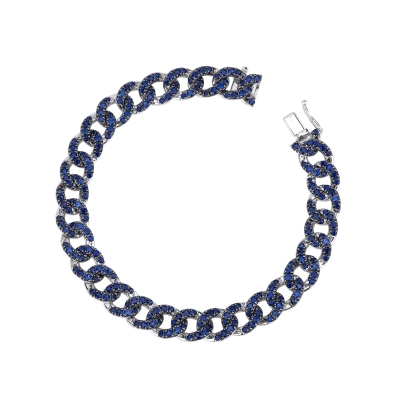 Weißgold Armband Damen mit blauen Saphiren 