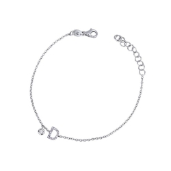 Armband mit Buchstabe D aus Weißgold 18K und Diamanten