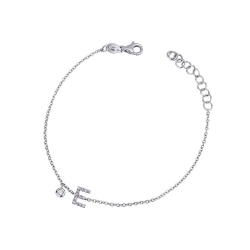Armband mit Buchstabe E aus Weißgold 18K und Diamanten