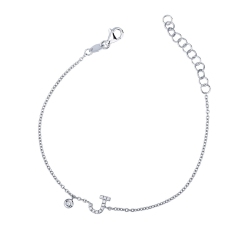 Armband aus Weißgold mit Diamant-Buchstabe J