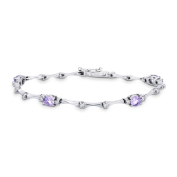 Weißgold 18K Damenarmband mit Amethysten und Brillanten