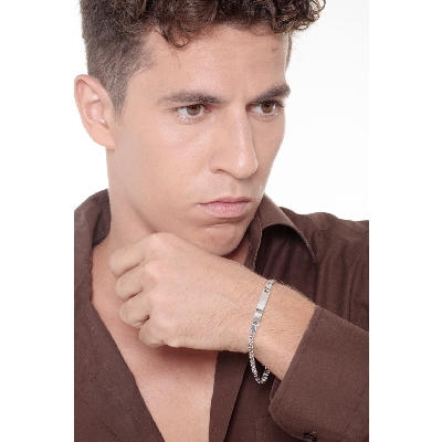 Armband mit Plättchen Herren Weißgold 18K