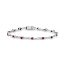 Damenarmband mit Rubinen und Diamanten Weißgold