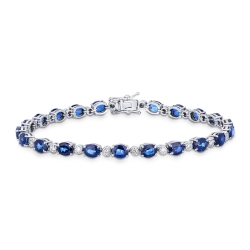 Damenarmband Weißgold mit blauen Saphiren und Diamanten