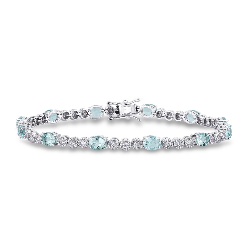 Diamanten und Aquamarin Armband Weissgold