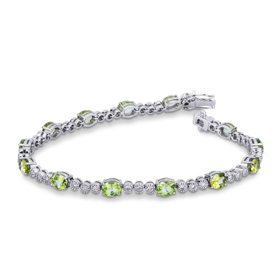 Peridot Armband mit Diamanten Weißgold 750