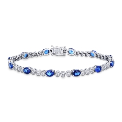 Damenarmband Weißgold mit blauen Saphiren und Brillanten