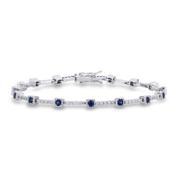 Modernes 750er Weißgold Armband Damen mit Diamanten und Saphiren