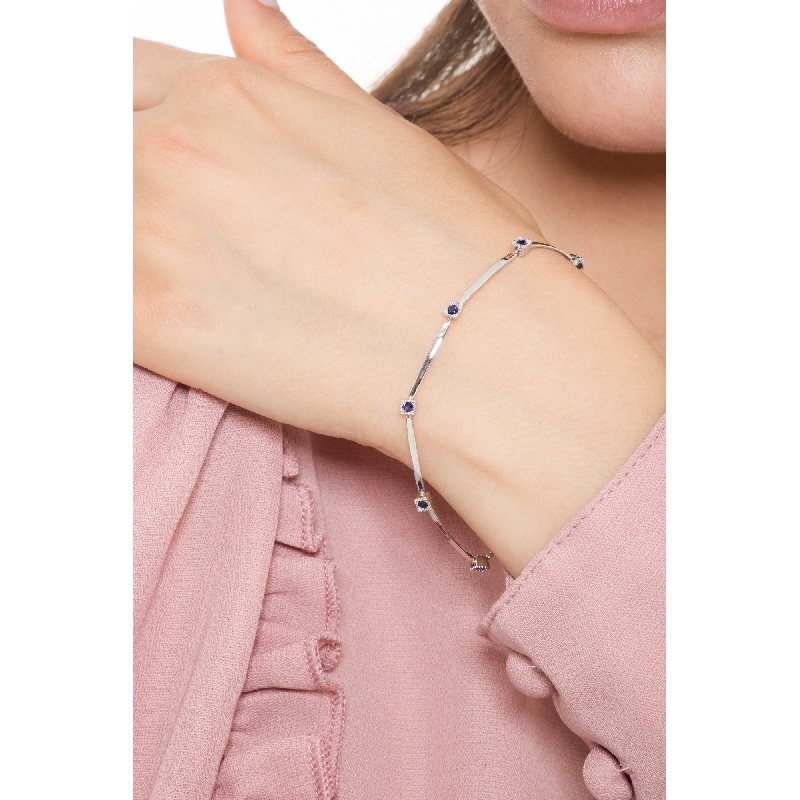 Saphir Armband Damen Weißgold 