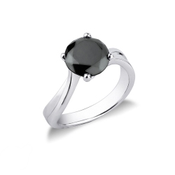 Solitaire Ring Weißgold mit schwarzem Diamant
