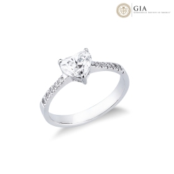 Ring mit Diamant Herzschliff 1 Karat GIA aus Weißgold 18K