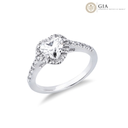 Ring mit Diamant Herzschliff 1 Karat GIA aus Weißgold 18K