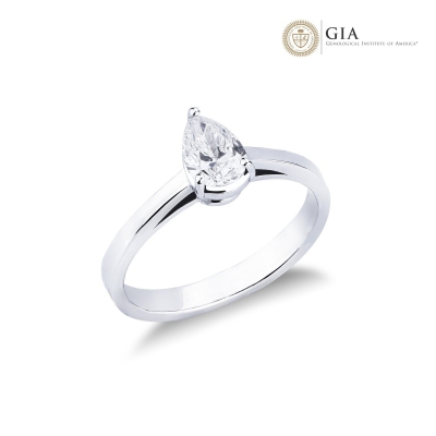 Ring mit Diamant Tropfenschliff 0.50 kt GIA Weißgold 18K