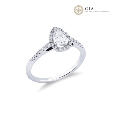 Ring mit Diamant Tropfenschliff 0,70 kt GIA aus Weißgold 18K