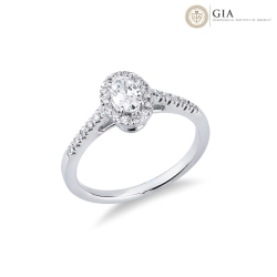 Ring mit Diamant Ovalschliff 0.30 Karat GIA 18k Weißgold