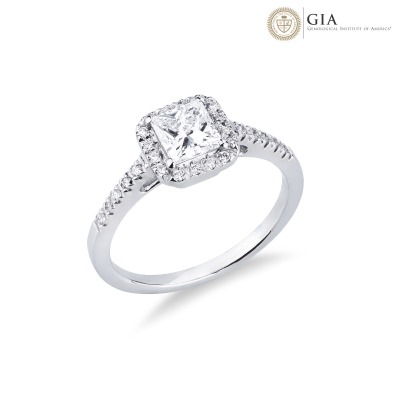 Ring mit Diamant Prinzessschliff 0.70 kt GIA aus Weißgold 18K