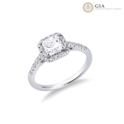 Ring mit Diamant Prinzessschliff 1 Karat GIA aus Weißgold 18K