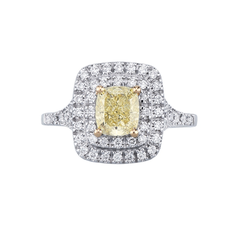 Diamantring mit gelbem Fancy Diamanten 1.16 kt GIA aus Weißgold 18K Diamantring mit gelbem Fancy Diamanten 1.16 kt GIA aus Weißgold 18K