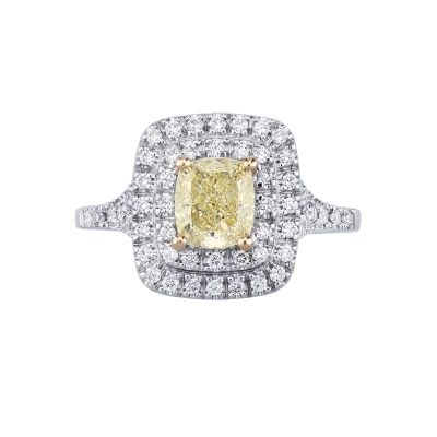 Diamantring mit gelbem Fancy Diamanten 1.16 kt GIA aus Weißgold 18K
