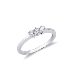 Weißgold-Verlobungsring mit 3 Diamanten