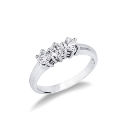 Weißgold Antragsring mit 3 Diamanten