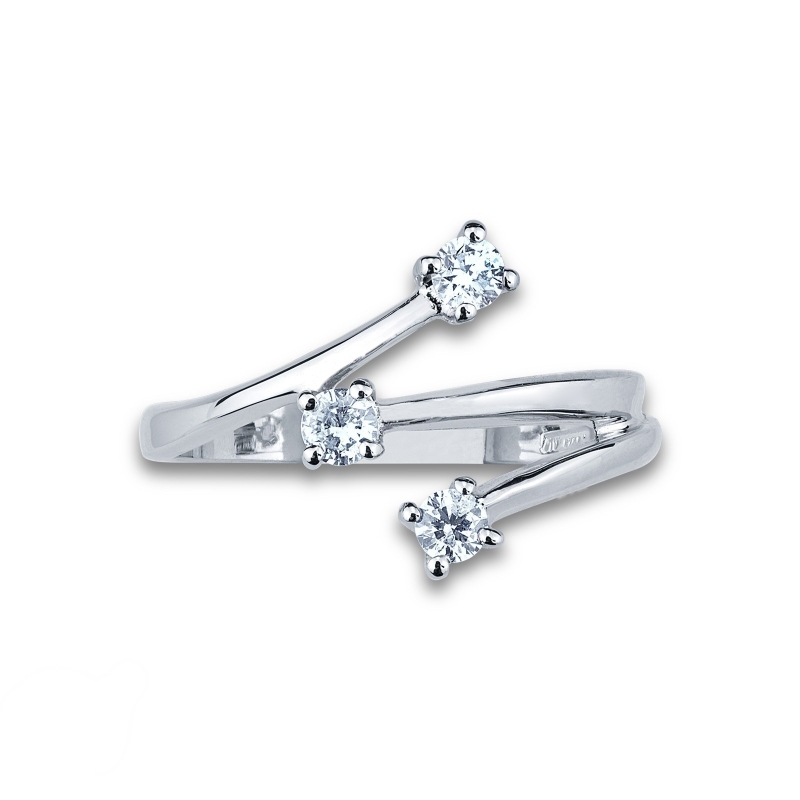 Moderner Verlobungsring aus Weißgold mit 3 Diamanten Moderner Verlobungsring aus Weißgold mit 3 Diamanten