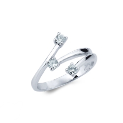 Moderner Verlobungsring aus Weißgold mit 3 Diamanten