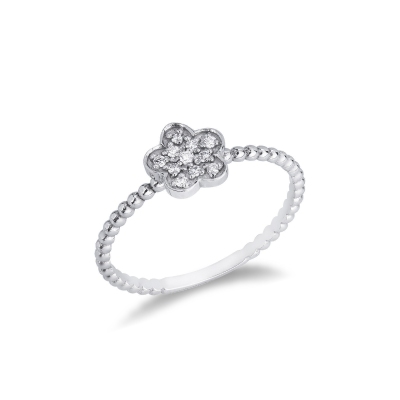 Ring mit Blume aus Diamanten Weißgold