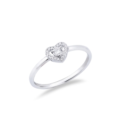 Herz Ring Halo Ring Weißgold mit Diamanten