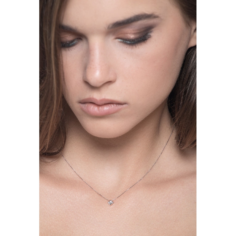 Weißgold Kette Damen mit Solitär-Diamanten