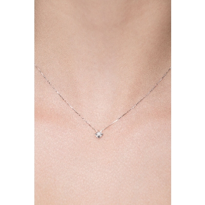 Weißgold Kette Damen mit Solitär-Diamanten