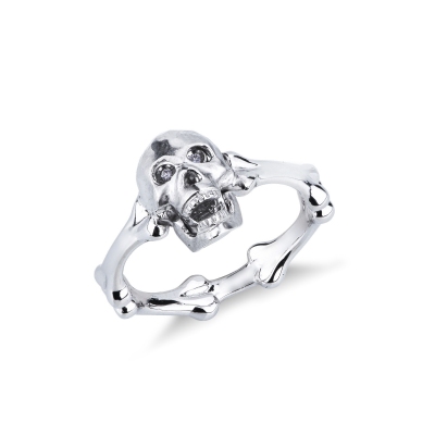 Totenkopf Ring aus 750er Weißgold