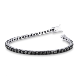 Weißgold 18K Tennisarmband mit schwarzen Diamanten