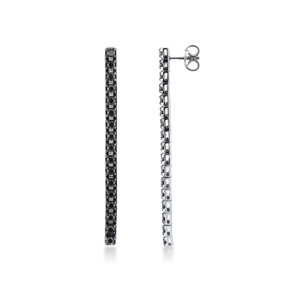 Tennis Ohrhänger Weissgold mit schwarzen Diamanten