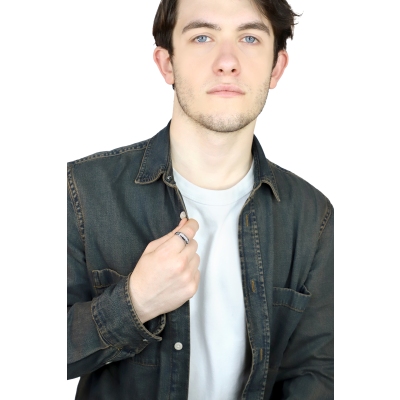 Weißgold 18k Herrenring mit sieben Diamanten