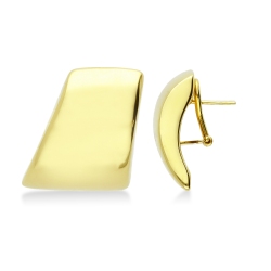 18K Gelbgold ausgefallene reckteckige Ohrstecker