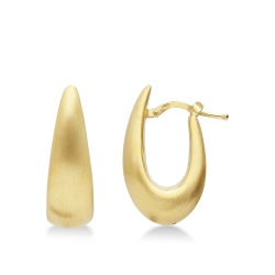 Ovale Ohrringe aus 750er Gelbgold, satiniert