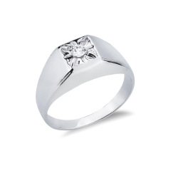 Herrenring Weißgold 18K mit Diamant
