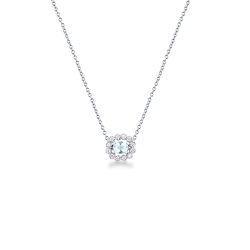 Damenkette aus Weißgold mit Aquamarin und Diamanten