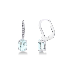 Aquamarin Ohrhänger mit Diamanten aus 18K Weißgold