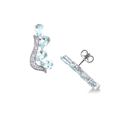 Designer Ohrringe aus 750er Weißgold Aquamarin und Diamant