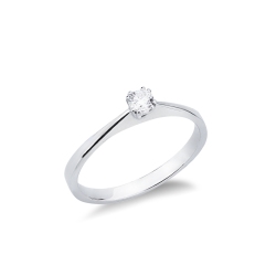 Solitär Ring mit einem 0,10 kt Diamanten aus Weißgold