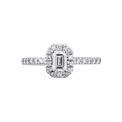 Verlobungsring aus Weißgold 18K mit Diamant Smaragdschliff GIA 0.50kt  2
