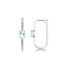 Ovale Ohrringe mit Aquamarin und Diamanten aus 750er Weißgold
