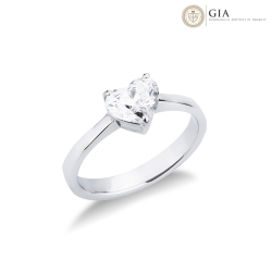 Verlobungsring aus Weißgold 18k mit Diamant Herzschliff GIA 1.00kt
