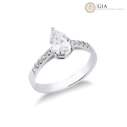 Verlobungsring aus Weißgold 18k mit Diamant Tropfenschliff GIA 1.00 kt