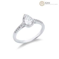Solitär Ring aus Weißgold 18k mit Diamant Tropfenschliff GIA 0.50kt