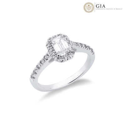 Diamantring aus 18K Weißgold mit Diamant Smaragschliff GIA 0.70kt