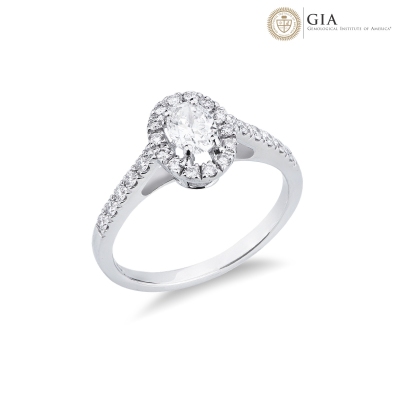 Antragsring mit Diamant Ovalschliff 0.50 kt GIA aus Weißgold 18K