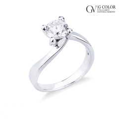 Einkaräter Verlobungsring Weißgold 18K mit Diamanten